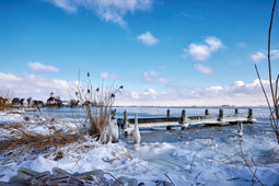 Customize it - Tuinschilderij haven in ijs 130x70
