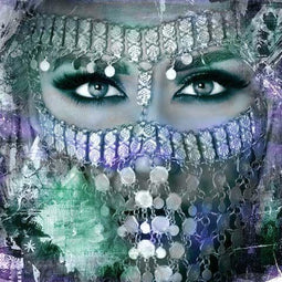 Safaary - Arabisch schilderij Arabische vrouw blauw - 100x2 CM