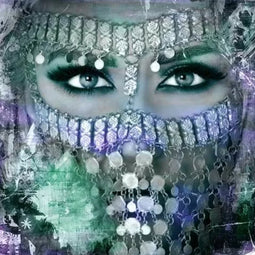 Safaary - Arabisch schilderij Arabische vrouw blauw - 70x2 CM