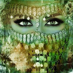 Safaary - Arabisch schilderij Arabische vrouw groen - 100x100 CM