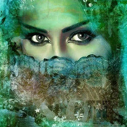 Safaary - Arabisch schilderij Beautiful Lina Turquoise - 50x50 CM