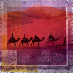 Safaary - Arabisch schilderij Herd of Camels Rood - 50x50 CM