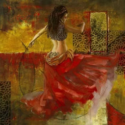 Safaary - Arabische Schilderij Buikdanseres Rood Goud - 50x2 CM