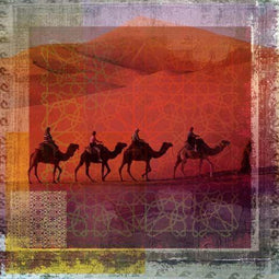 Safaary - Arabische schilderij Herd Of Camels Oranje - 100x100 CM