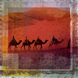 Safaary - Arabische schilderij Herd Of Camels Oranje - 70x70 CM
