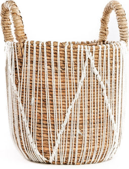 Safaary - Bazar Bizar Macrame Opbergmand Naturel Wit Small - 40x30 CM