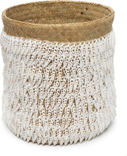 Safaary - Bazar Bizar Pandan Schelp Opbergmand Naturel Wit - 35x35 CM
