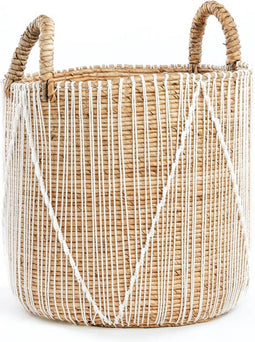 Safaary - Bazar Bizar Rieten Mand Naturel Wit medium - 35x35 CM