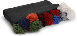 Safaary - Bedsprei Antraciet met gekleurde Pom-poms - 280x185 CM