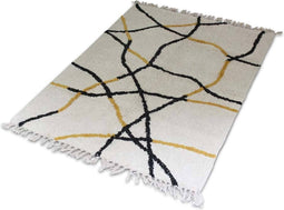 Safaary - Berber Vloerkleed Zwart-Geel - 130x90 CM