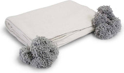 Safaary - Deken Wit met Grijze Pom-Poms - 280x185 CM