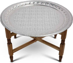 Safaary - Dienblad Zilver Houten Onderstel Ø 80 x 50cm Monoi