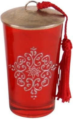 Safaary - Geurkaars Glas Rood-Goud Ø 6 x 9cm