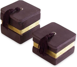 Safaary - Geurkaarsen vierkant Halawa Bruin met Goud 2-delig