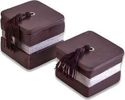 Safaary - Geurkaarsen vierkant Halawa Bruin met Zilver 2-delig