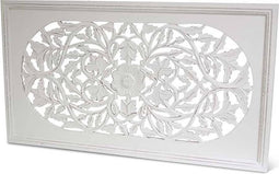 Safaary - Houten Raampaneel Houtsnijwerk India Wit 50 x 90 cm