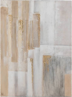 Safaary - J-Line Schilderij Lijnen Canvas Hout Bruin Grijs - 120x90 CM