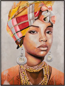 Safaary - J-Line Schilderij Vrouw Etnisch Canvas Hout Mix - 122,5x92 CM