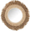 Safaary - J-Line Spiegel Rond Parels Alabasia Hout Raffia Naturel Large Beni - 84x84 CM