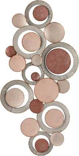 Safaary - J-Line Wanddecoratie Cirkels Metaal Roze Grijs - 137x72 CM