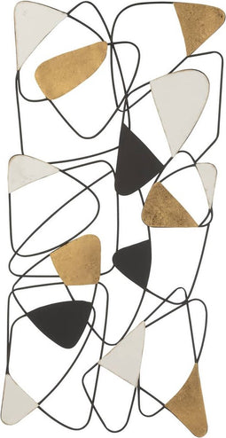 Safaary - J-Line Wanddecoratie Metaal Goud Zwart Wit - 57x2 CM