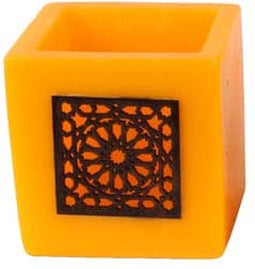 Safaary - Kaars Geel Ø 12 x 12cm-Vierkant patroon