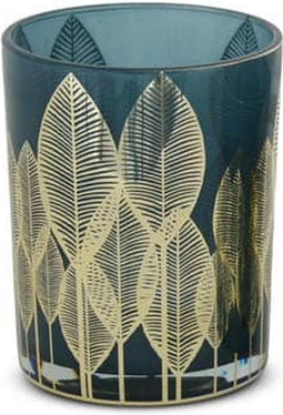 Safaary - Kaarslichthouder Blauw-Goud Glas-Ø 10 x 12.5cm