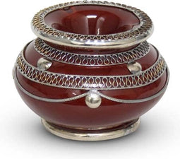 Safaary - Marokkaanse Asbak met metaal Bordeauxrood Ø 10 x 8,5cm