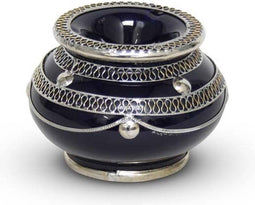 Safaary - Marokkaanse Asbak met metaal Donkerblauw Ø 10 x 8,5cm