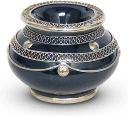 Safaary - Marokkaanse Asbak met metaal Metallic Blauw Ø 10 x 8,5cm