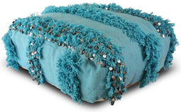 Safaary - Marokkaanse Handira Poef Blauw