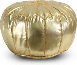 Safaary - Marokkaanse Poef Leer Goud Rond