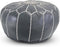 Safaary - Marokkaanse Poef Leer Grijs-Wit Rond