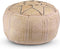 Safaary - Marokkaanse Poef Leer Licht Naturel met Goud Rond