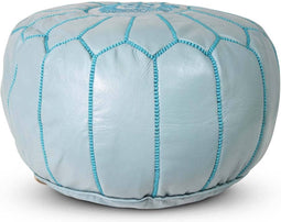 Safaary - Marokkaanse Poef Leer Mintgroen Rond