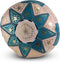 Safaary - Marokkaanse Poef Leer Naturel met Turquoise-Goud Rond
