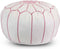 Safaary - Marokkaanse Poef Leer Wit-Roze Rond
