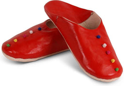 Safaary - Marokkaanse sloffen Pompons Rood - Maat 40