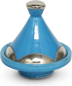 Safaary - Marokkaanse Tajine mini Blauw Metaal Ø 13 x 14cm