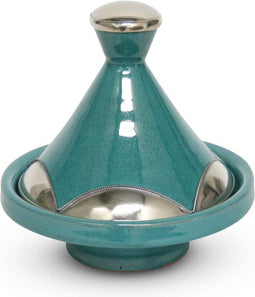 Safaary - Marokkaanse Tajine mini Turquoise Metaal Ø 13 x 14cm