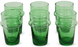 Safaary - Marokkaanse Theeglas Groen Beldi (Set van 6)-Ø 5 x 8cm