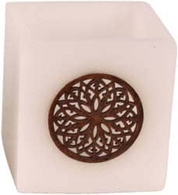 Safaary - Marokkaanse Theelichthouder Wit Ø 12 x 12cm-Rond patroon