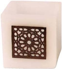 Safaary - Marokkaanse Theelichthouder Wit Ø 12 x 12cm-Vierkant patroon