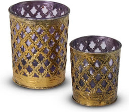 Safaary - Marokkaanse Waxinelichthouder Lila 2-delig