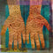 Safaary - Oosters schilderij Mehndi hands Anda Blauw - 100x100 CM