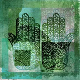 Safaary - Oosters schilderij Mehndi hands Dai Groen - 70x70 CM