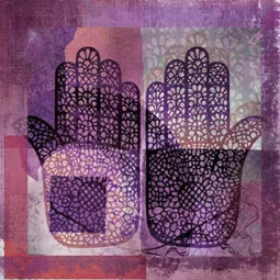 Safaary - Oosters schilderij Mehndi hands Dai Paars - 50x2 CM