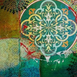 Safaary - Oosterse Schilderij Mandala Groen Blauw - 60x60 CM