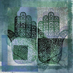 Safaary - Oosterse schilderij Mehndi hands Dai Turquoise - 100x100 CM