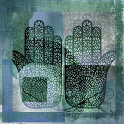 Safaary - Oosterse schilderij Mehndi hands Dai Turquoise - 50x50 CM